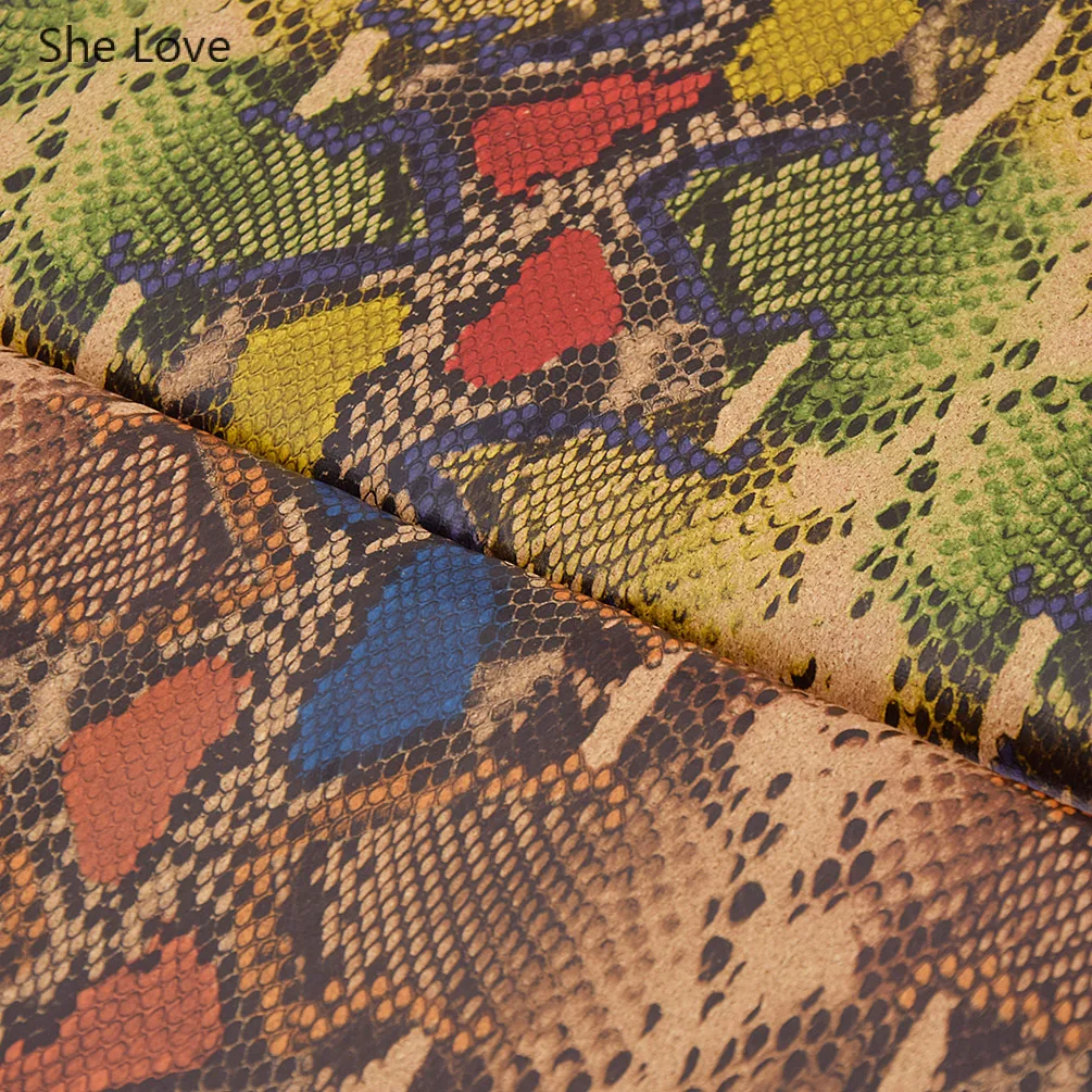 Мягкая пробковая кожа с тиснением под змеиную кожу синтетическая ткань для