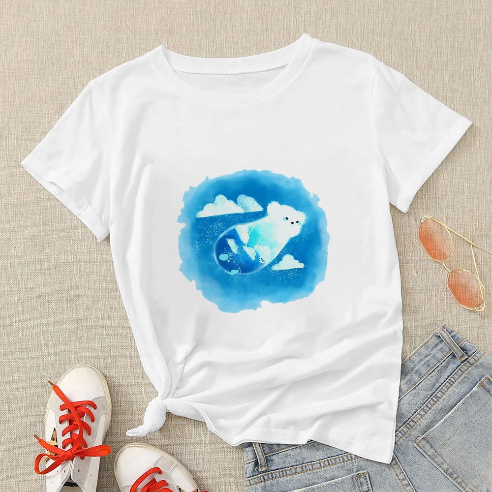 

Drifting Bottle T-Shirts Women T Shirt Summer Top Kawaii Clothes 2021 Oversize Hipster Brazil Stylish Happy Young Woman Dropship