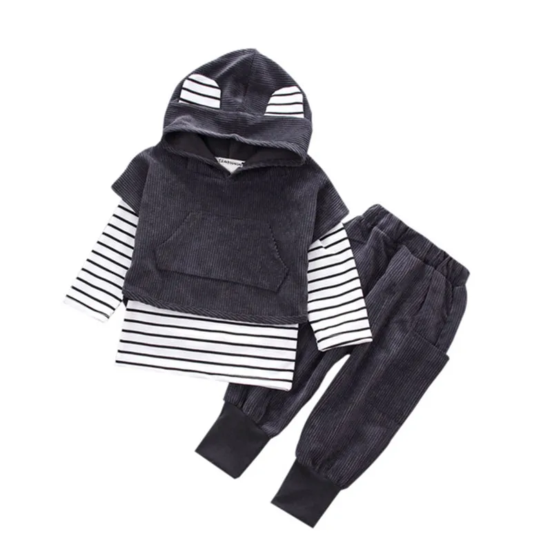 Детские комплекты одежды осенняя Вельветовая Одежда для мальчиков толстовки