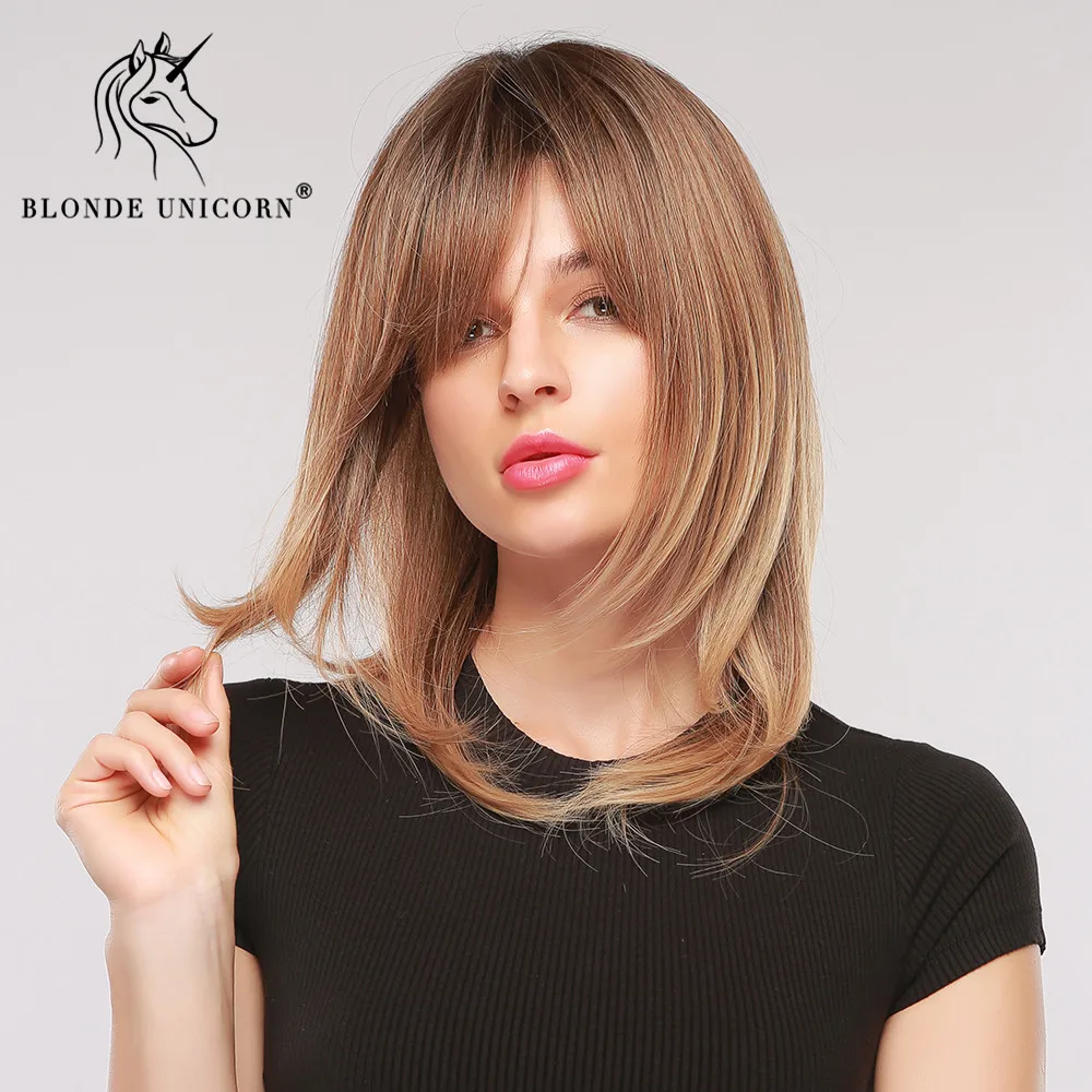 Парик женский из коротких синтетических волос термостойкие волосы с светлыми