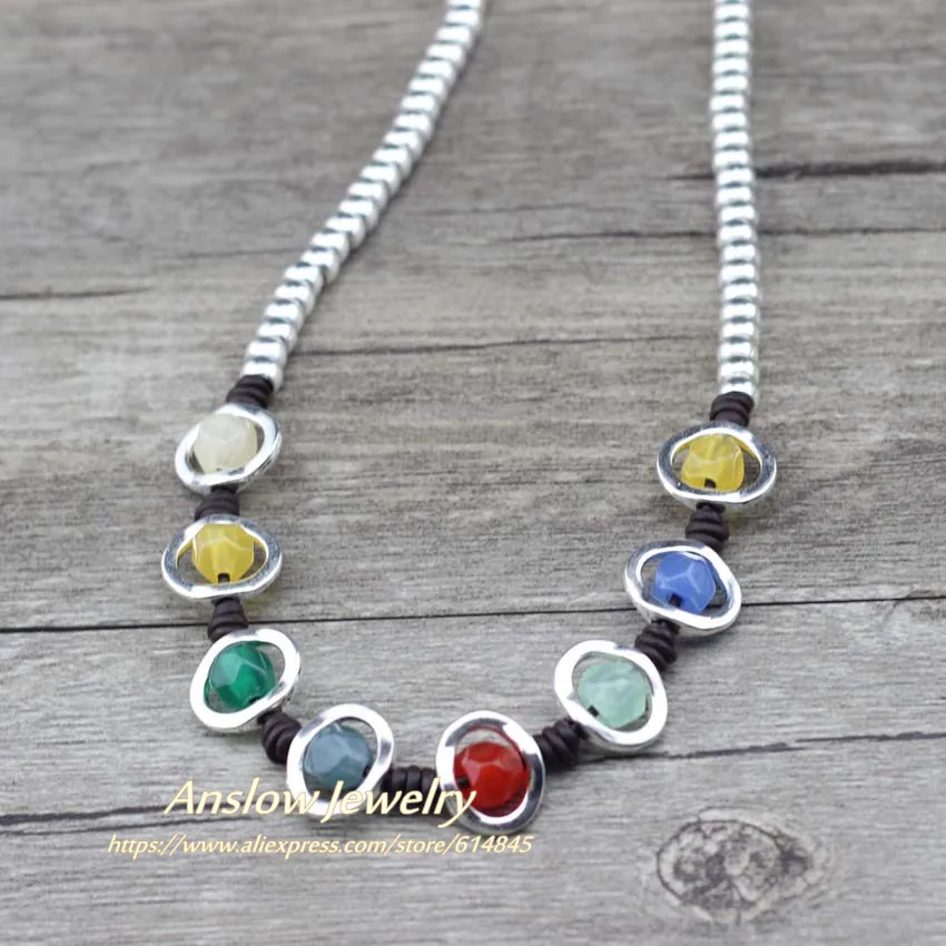 Color Anslow,, модное ювелирное изделие, заводные радужные бусы ручной работы, Массивное колье, ожерелье для женщин, девушек, друзей, подарок LOW0084AN - Окраска металла: Color