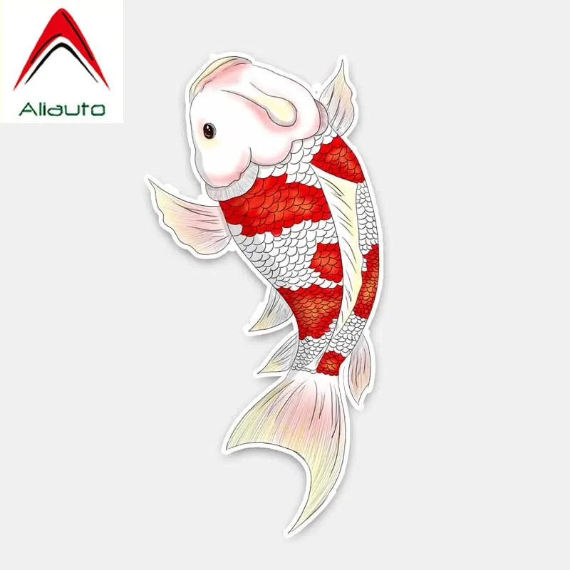 

Aliauto Fashion Cartoon Car Sticker Red with White Koi Carpr Waterproof Sunscreen Reflective Decal PVC Decoration,7cm*16cm