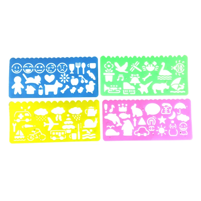 

4 Pcs Plastic Templates Drawing Ruler For Students Children