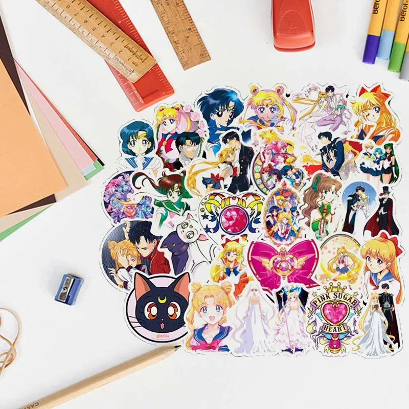 

50 Pcs Exquisite Sailor Moon Girl Scrapbooking Decorative Sticker Decoration /waterproof Paper Stickers