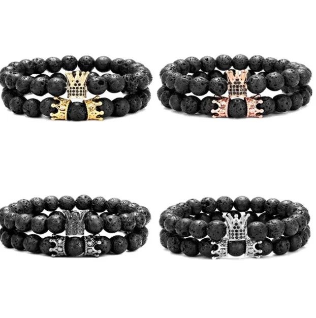 2 шт./лот 8 мм Корона шар Золотая вулканическая лава cz цирконий кубические