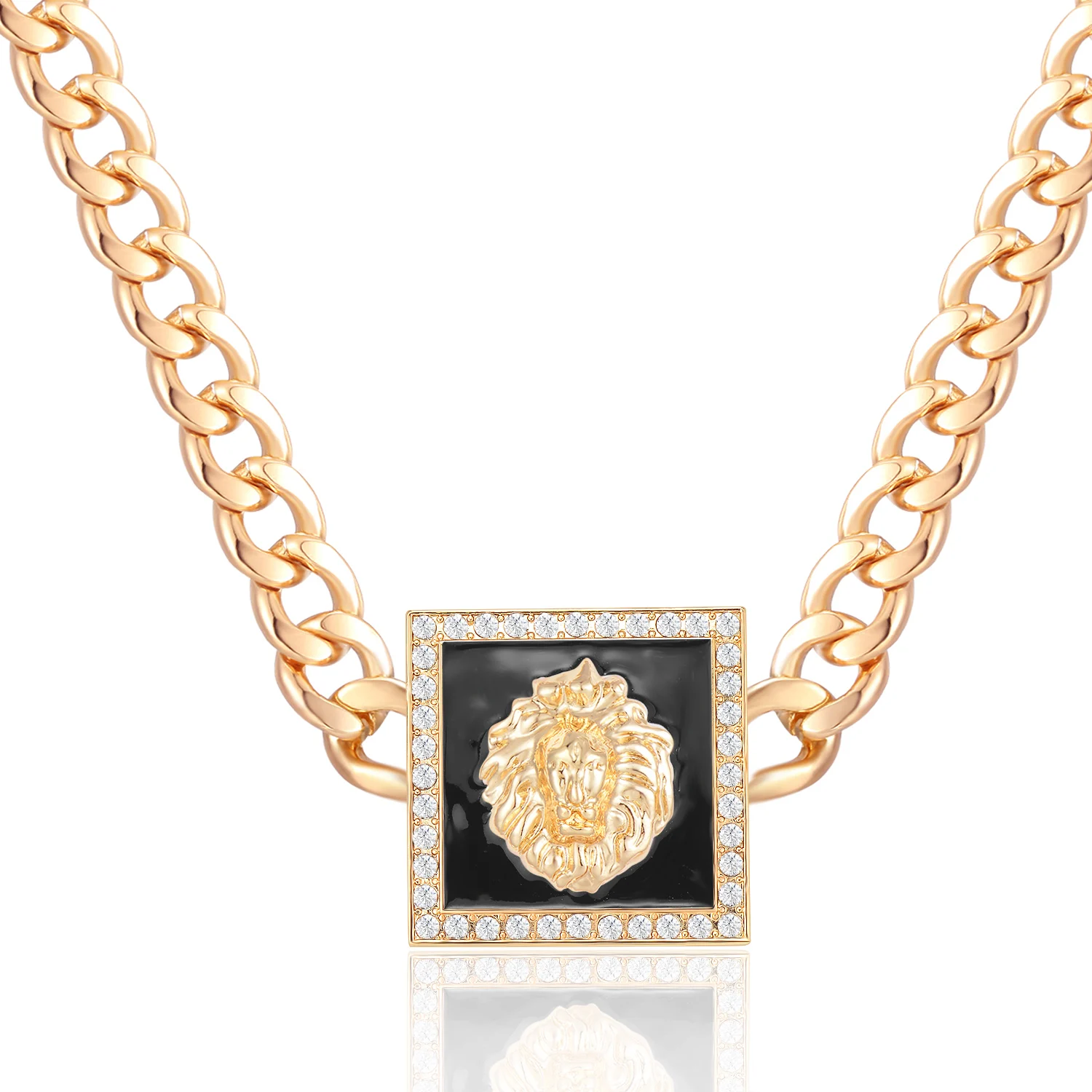Ожерелье-чокер в стиле хип-хоп с головой льва золотого цвета массивная цепочка из