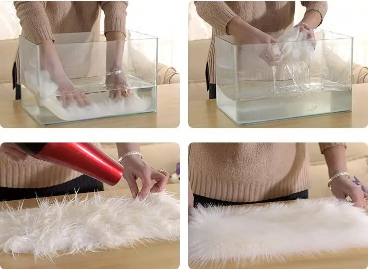 Роскошный белый меховой ковер из овчины 40 дюймов прямоугольный Мягкий моющийся