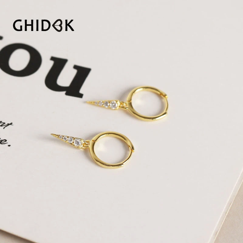 Серьги подвески GHIDBK в стиле панк из серебра 925 пробы с минималистичными шипами и