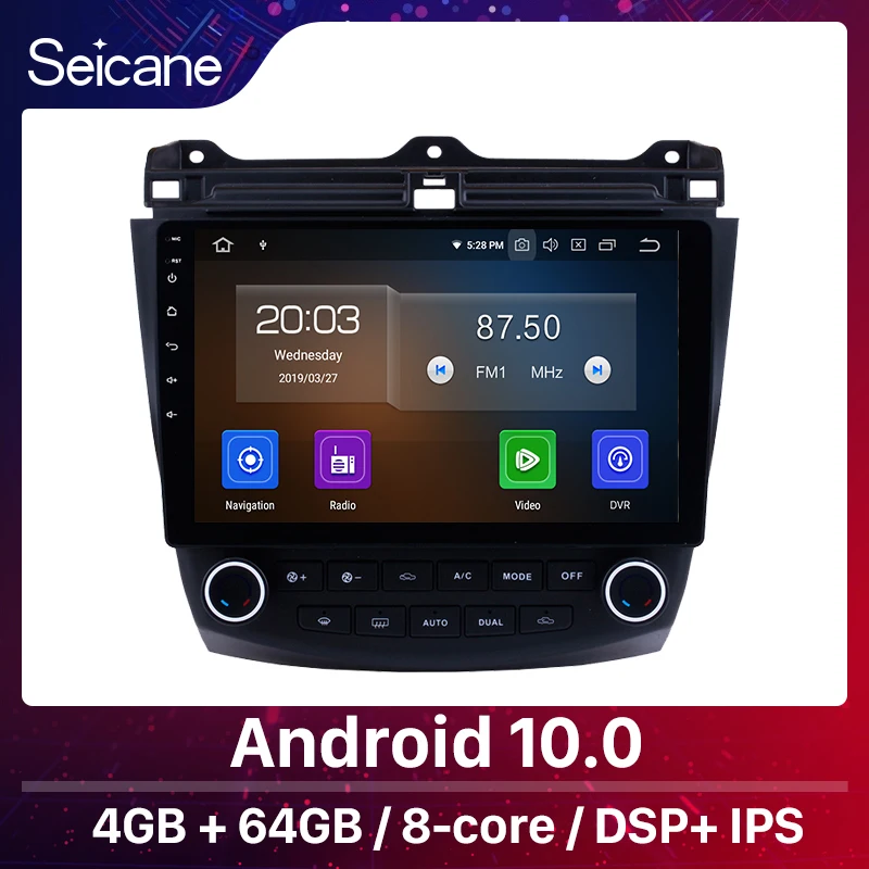 

Seicane 10.1"Android 10.0 Car Radio GPS Navigation For 2003 2004 2005-2007 Honda Accord 7 8-Core Support Steering Wheel Control