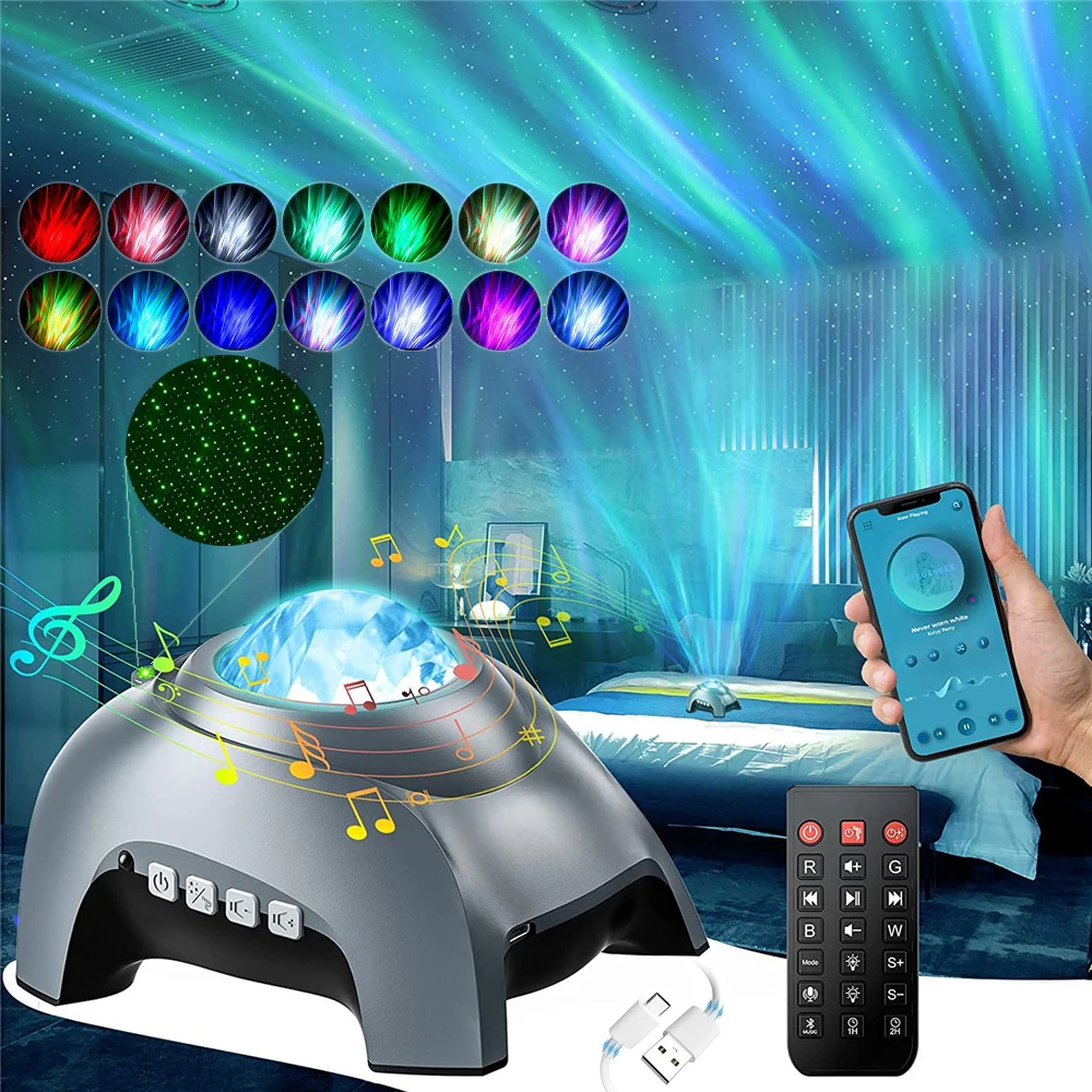 Проектор Aurora Star Projector Galaxy вращающаяся Светодиодная лампа с музыкальными