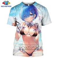 sonspee anime 3d printing t shirt mens womens re zero rem sexy girl swimsuit party pullover loose large size short sleeves