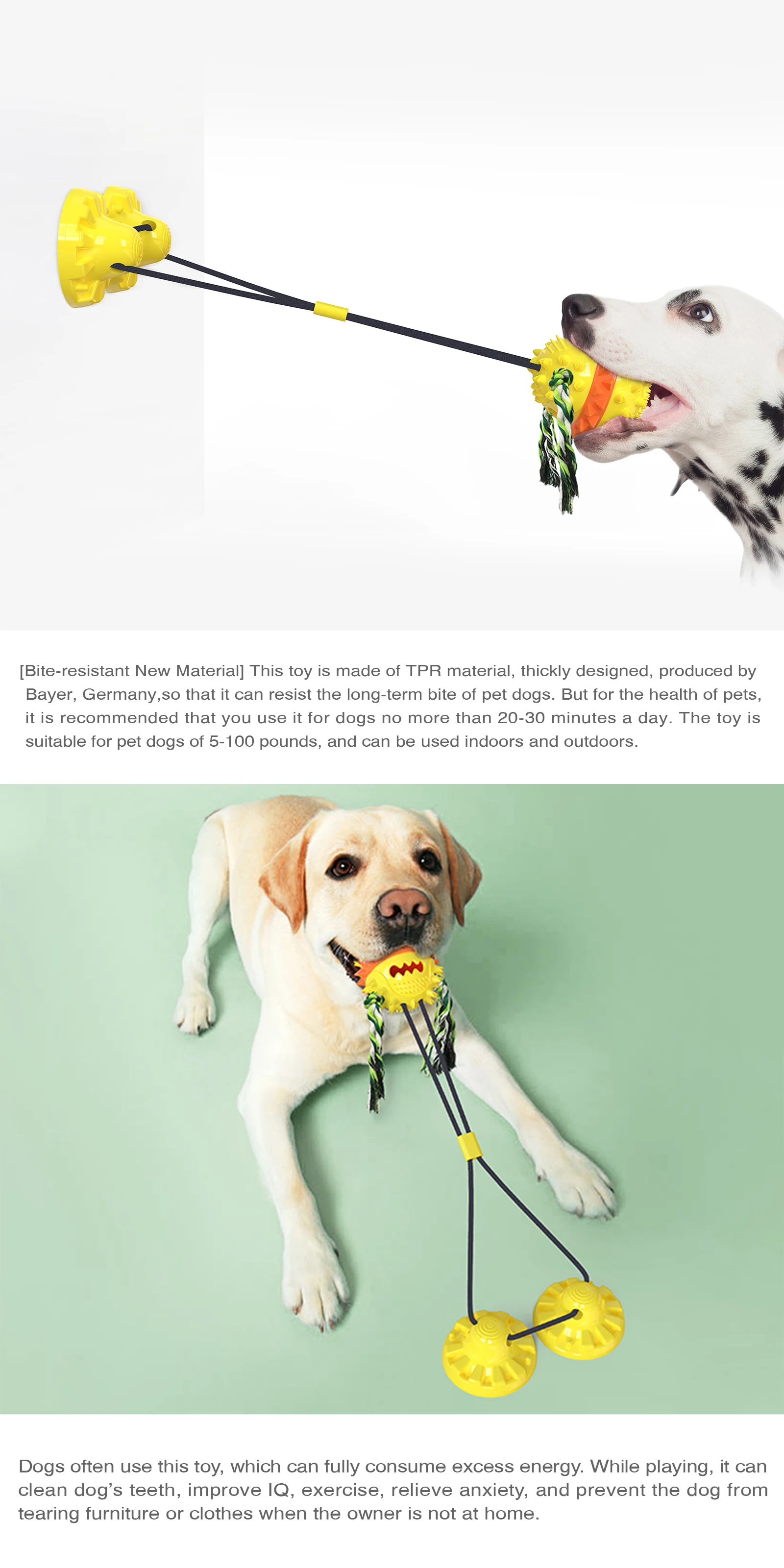 

Pet Double Sucker Serrated Molar Ball Toy Multifunction Interactive Pet Aggressive Chewers Rope Toothbrush Molar Bite Squeaky Si