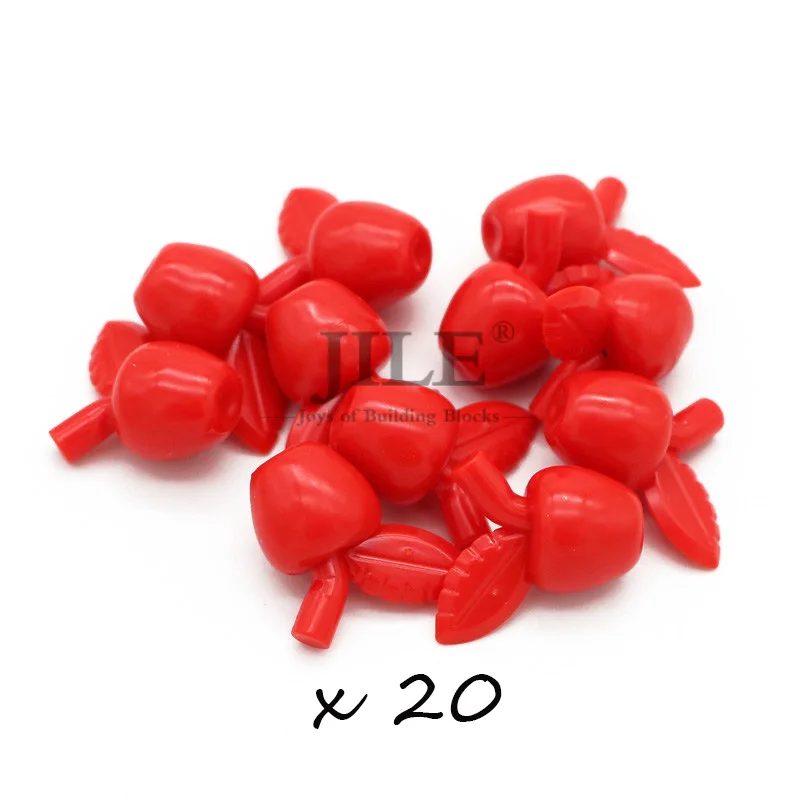 22667 cherry 50pcs Moc Food Building Blocks Fruit Apple Banana Frish Dish Drumstick Sausage Bone DIY Bricks Bulk Set Compatible with City View Toys - Цвет: 22667 cherry 50pcs