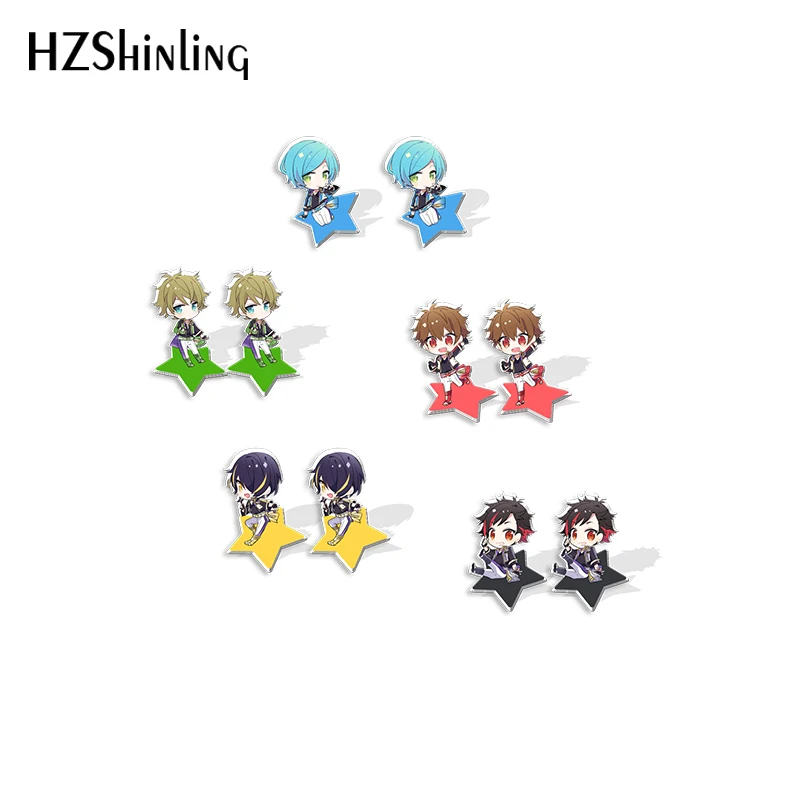 

Ensemble Stars Cartoon Anime Pattern Acrylic Stud Earrings Resin Epoxy Ear Jewelry for Girls