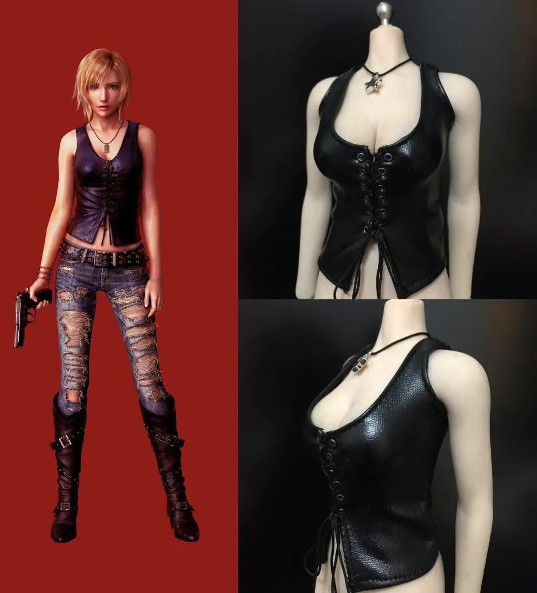 

1/6th Final Fantasy Youna Faux Leather Vest For 12" PH UD JO Female Figure Body