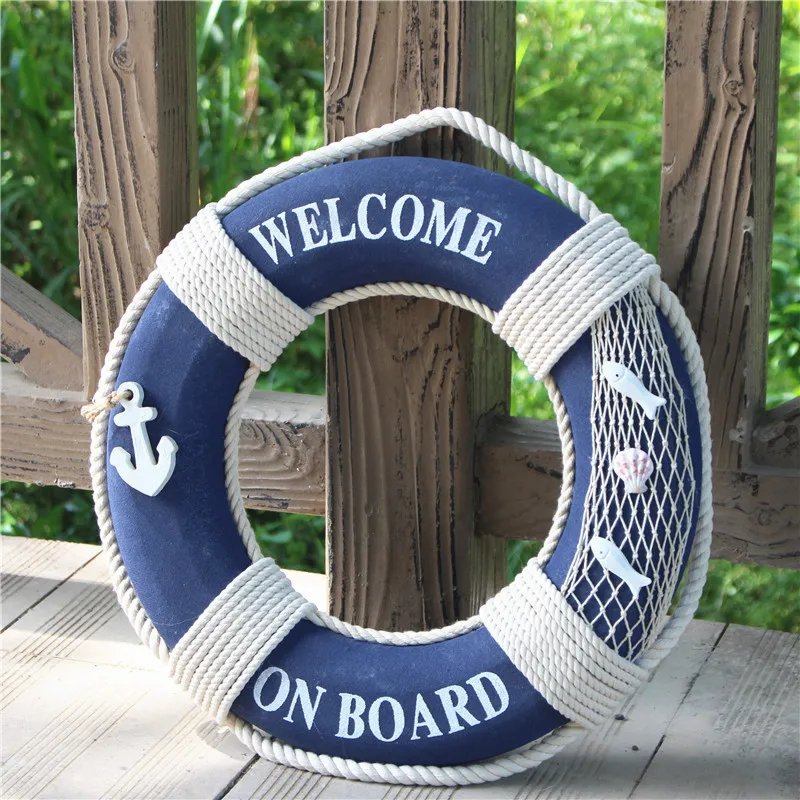 30 50 см Добро пожаловать на борт морской спасательный круг лодка стену подвесной