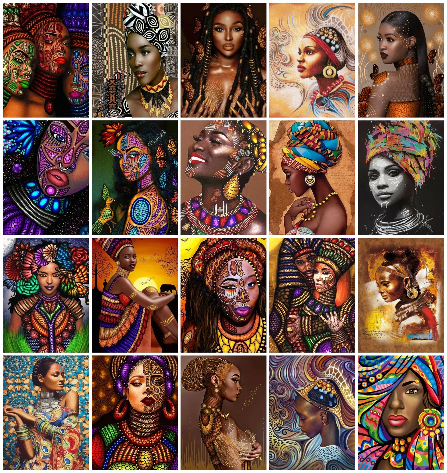 

AZQSD Diy Drawing By Number Africa Girl Home Decoration 40x50cm Painting By Numbers Portrait Unique Gift For Children