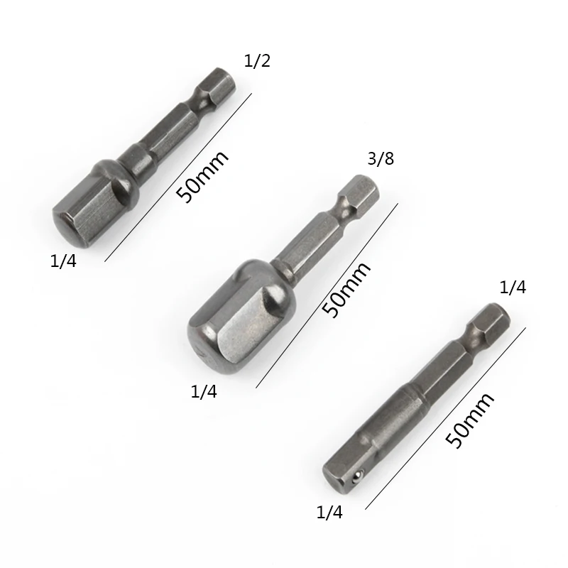 3 шт. 1/4 &quot3/8" 1/2 "Драйвер адаптер с шестигранной головкой удлинитель ключа