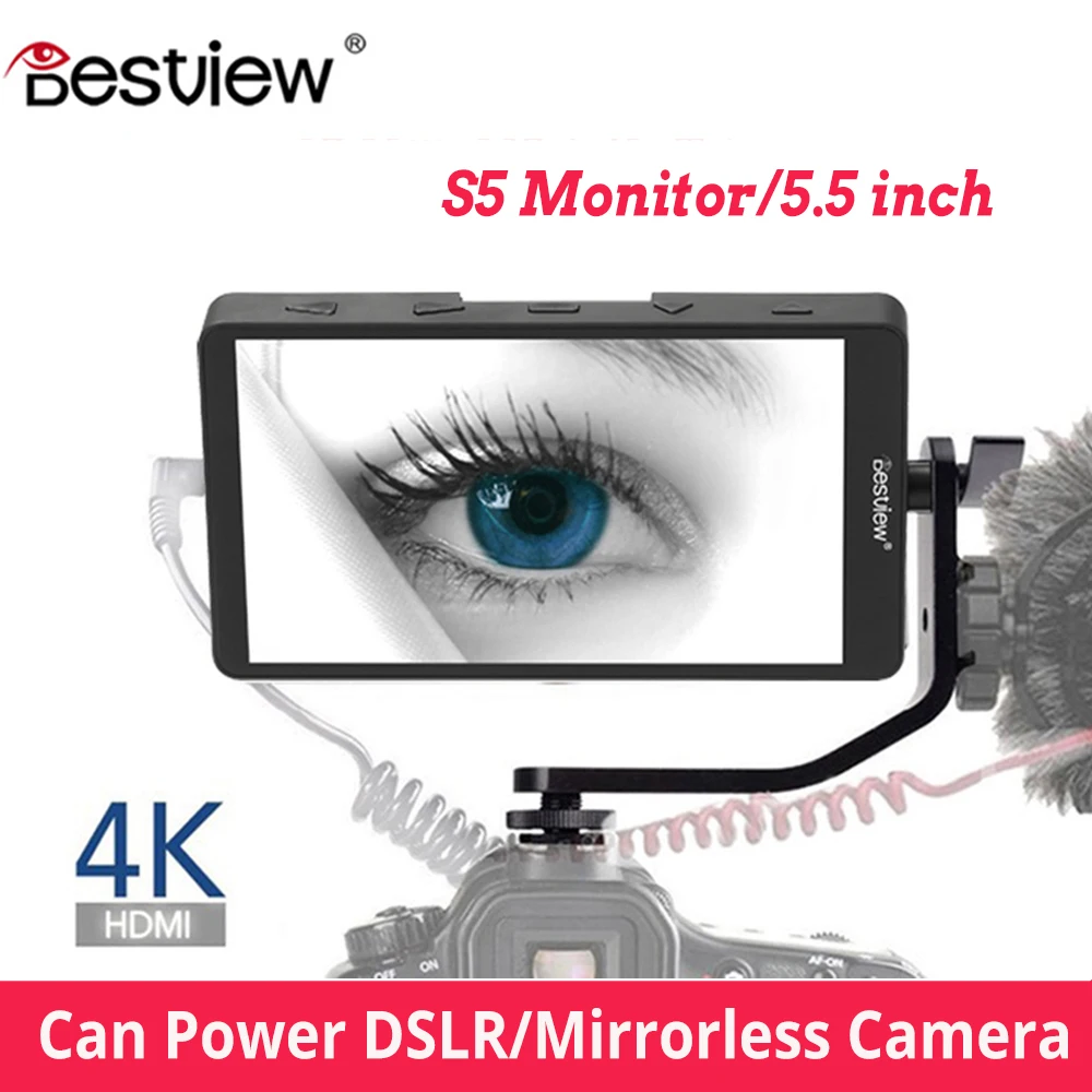 

Bestview S5 5.5 inch Monitor 4K HDMI-compatible Signal Camera Field Monitor for DSLR Video Movie SONY NIKON CANON DSLR