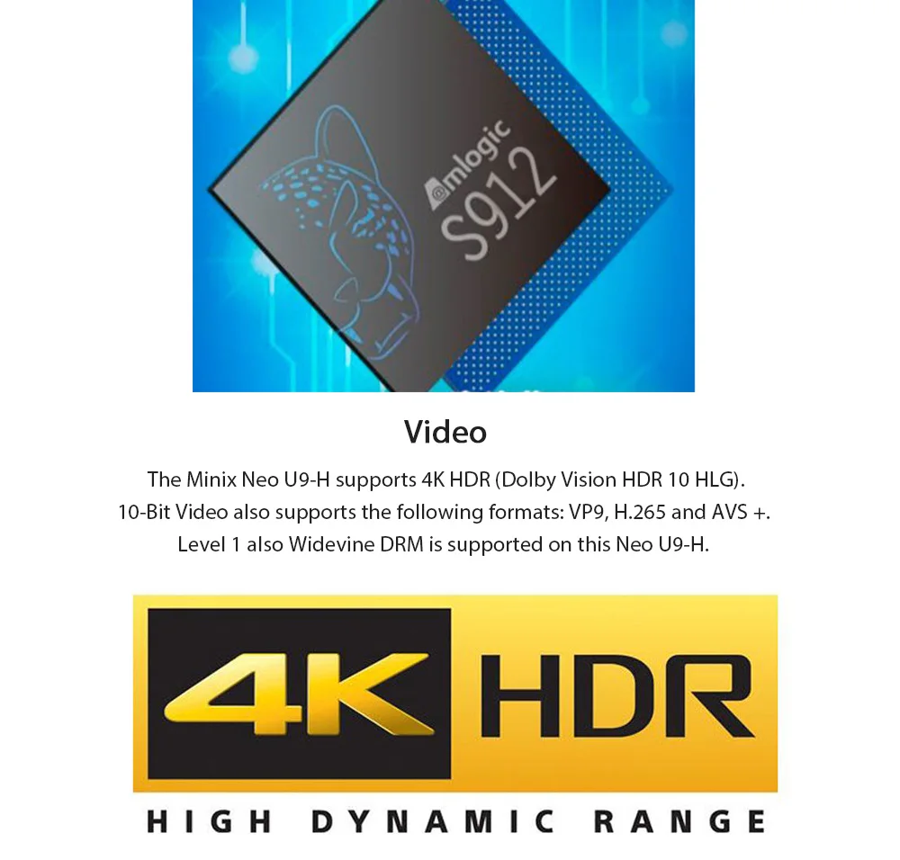 MINIX NEO U9-H Android 7,1 tv Amlogic S912-H Восьмиядерный Smart tv Box 2 ГБ DDR3 16 ГБ+ NEO A3 Voice Air mouse 4K HDR wifi телеприставка