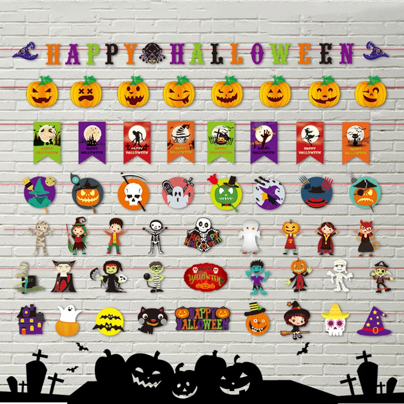 Украшение сделай сам шляпа ведьмы Хэллоуин мультфильм тыква буква кость цветной