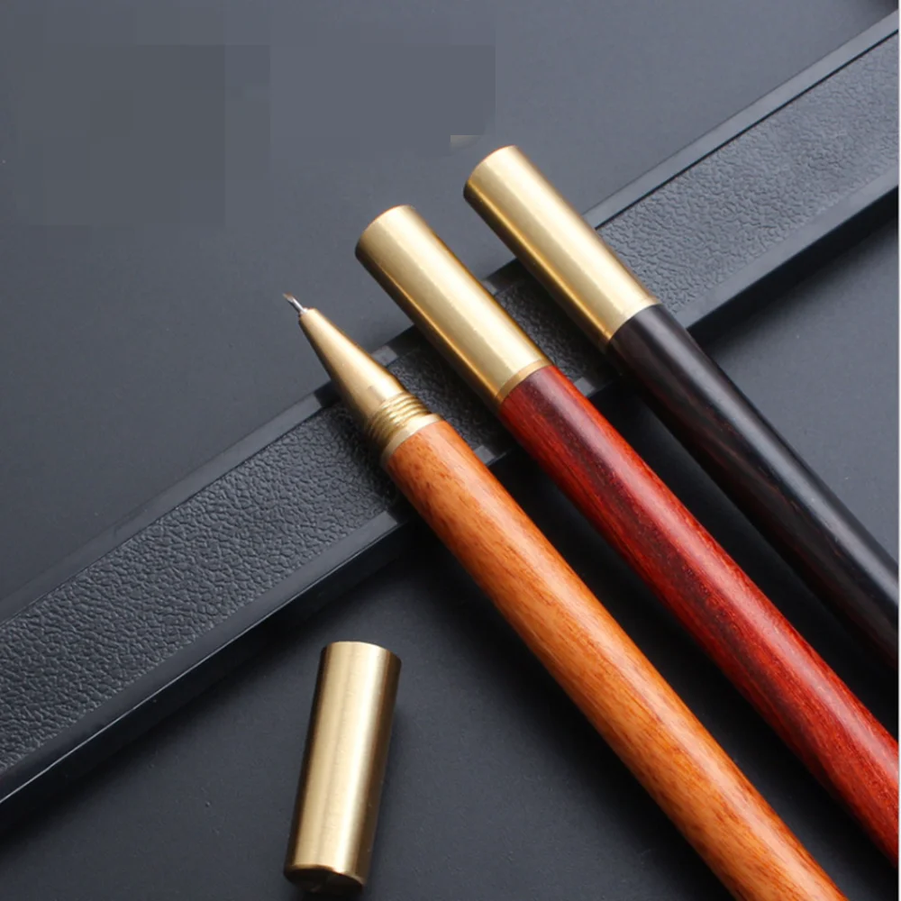 1Pcs Wooden Pen Knife Retro Small Knife Head Handmade Model Dual Purpose Classical Style Brass Cap Neutral Pen