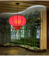modern retro sheepskin iron red lantern chandelier classical festival corridor balcony hall wedding lantern