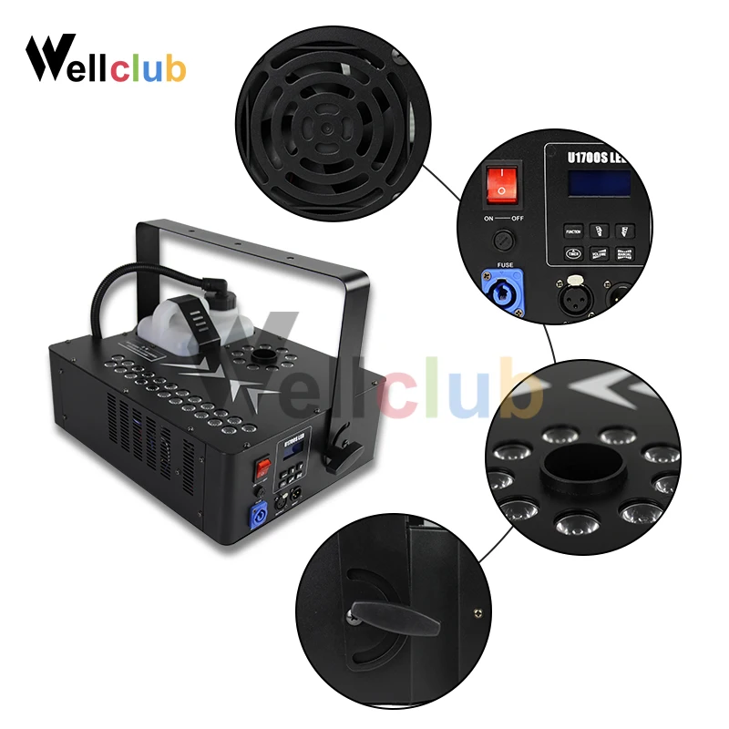 1 шт. светодиодный распылитель тумана 1700 Вт RGB цветной воздушный столб дымовые