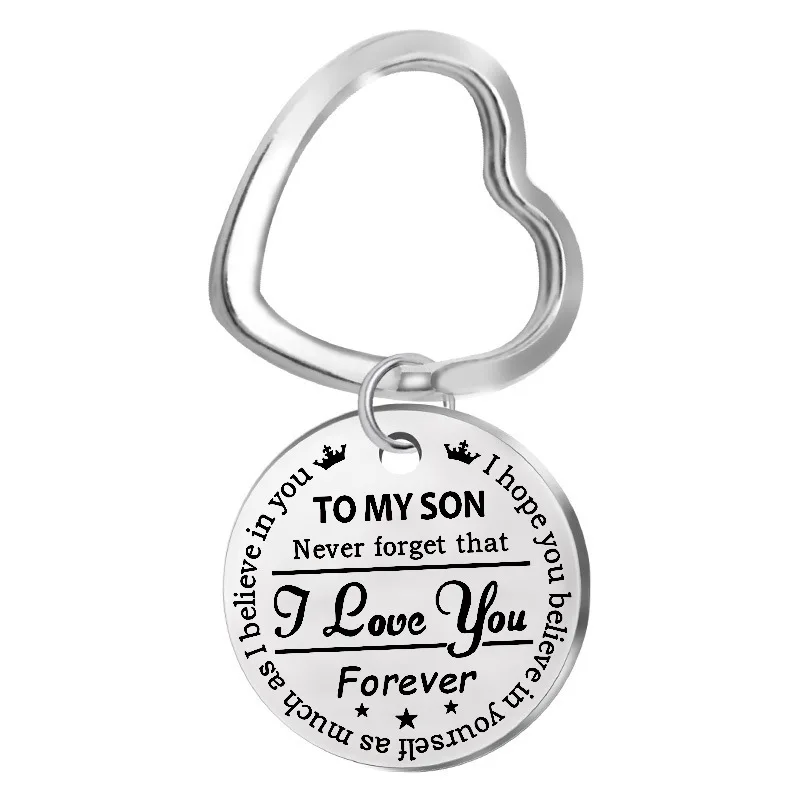 Round 035 Индивидуальный брелок с гравировкой «Спасибо за все», «Я люблю тебя», брелок для ключей, ювелирные изделия, подарки, подарок для моего друга и мужчины - Цвет: Round 035
