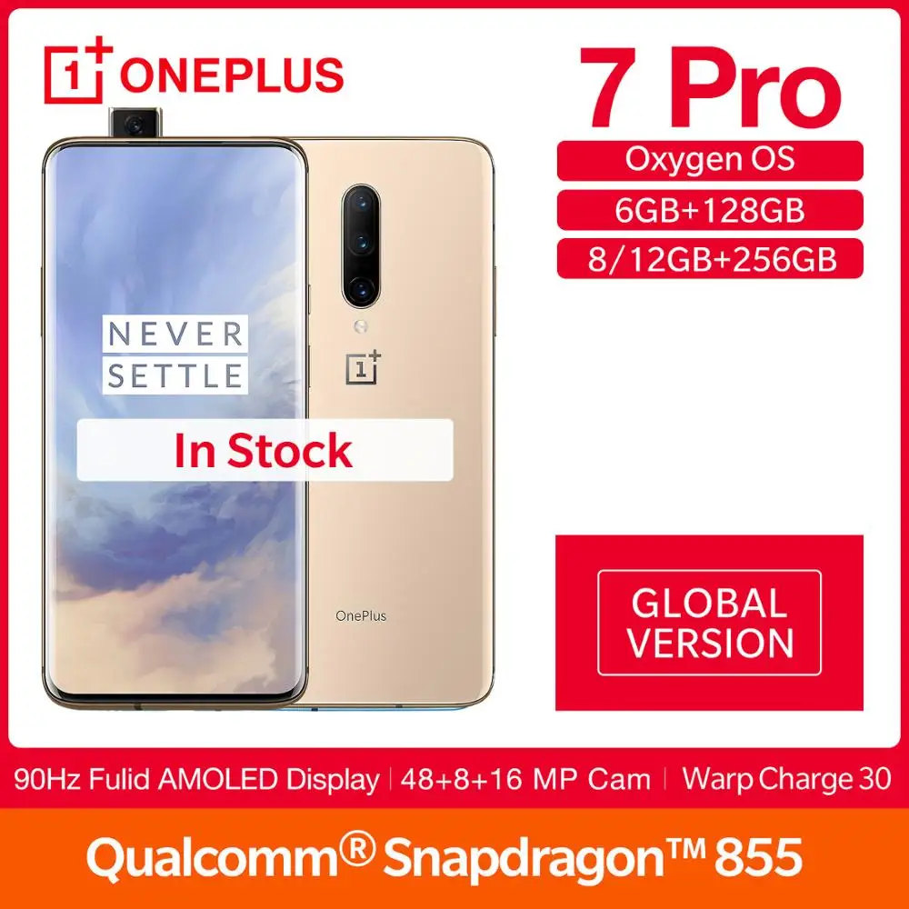 Глобальная версия OnePlus 7 Pro 6/8/12 ГБ ОЗУ 128/256 Гб ПЗУ FULID AMOLED 6 67 дюйма Snapdragon 855 камера 48