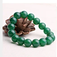 8mm10mm12mm14mm green agate natural gemstone handmade bead bracelet good luck fengshui unisex jewelry