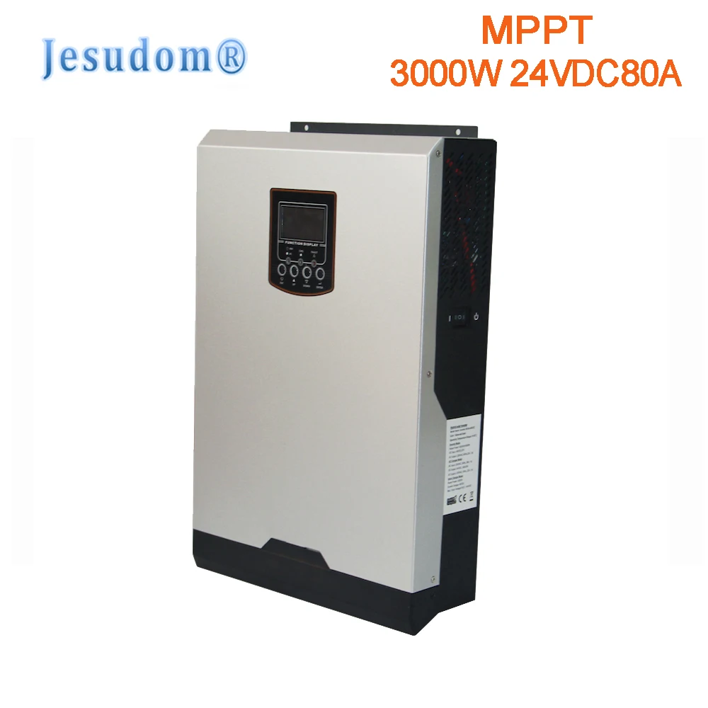 Солнечный ВКЛ-ВЫКЛ сетевой инвертор 3000 Вт MPPT 24V80A Гибридный инвертор для солнечной батареи сетка-выключение и сетка-на инвертор 3 кВт 220VAC Чистая синусоида