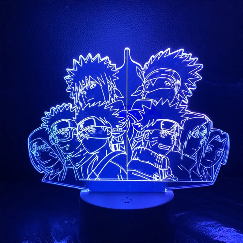 Naruto Figure Dainanahan Team 7 3d Night Light LED Color Changing LED Table Lamp for Bedroom Bedside Lamp for Christmas Gift Boy