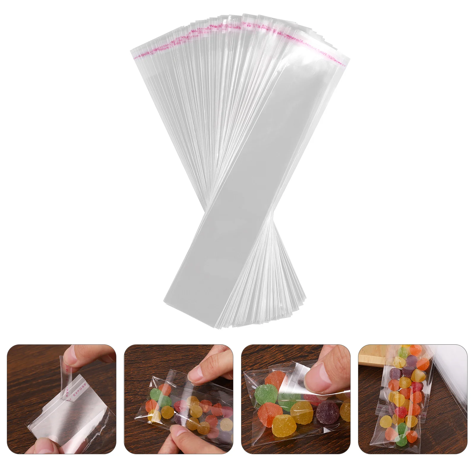 

200 шт., прозрачные длинные виолончели Самоуплотняющиеся пакеты 5x27 см