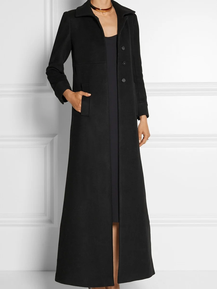 

Spring Autumn Wool Fashion Grace Office Solid Color Lady Women Woolen Coat 041