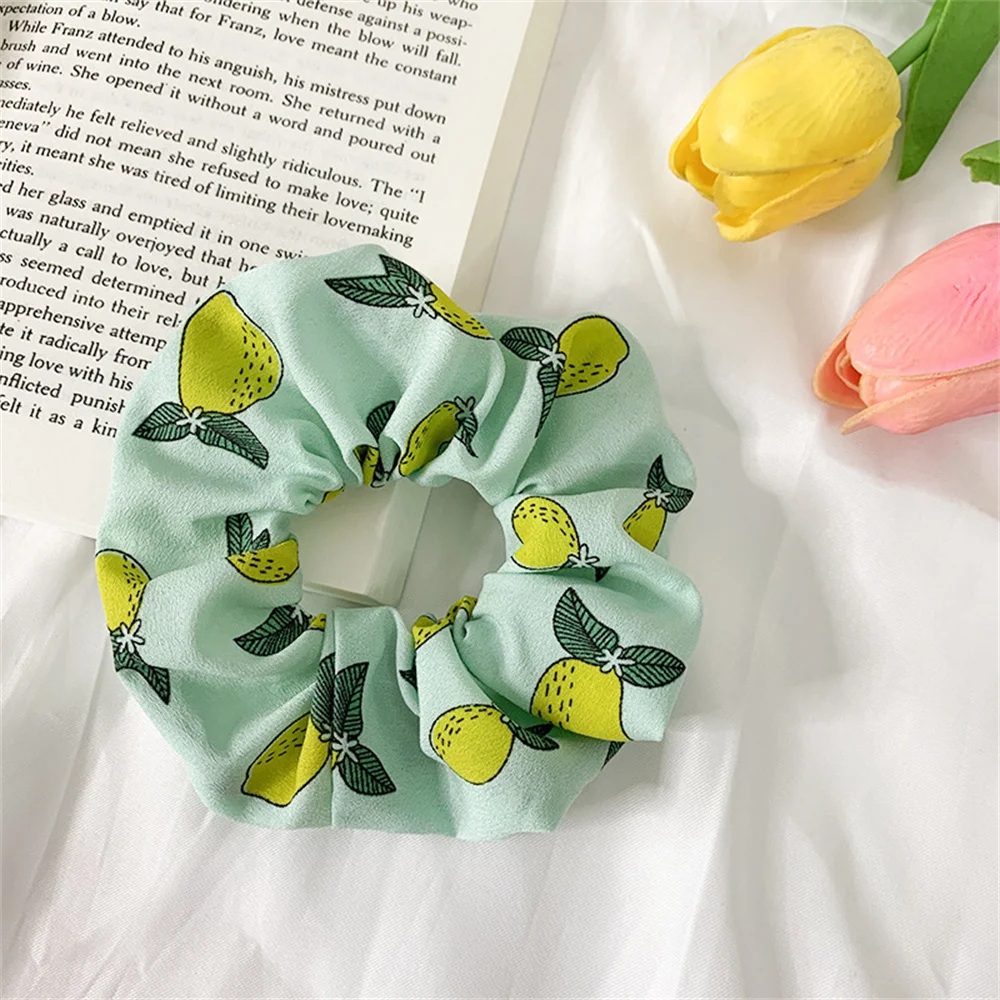 

Cute Fruit Scrunchies Women Girls Korean Pink Elastic Hair Bands Kids Green Ponytail Holder Headband Hair Accessories Fashion