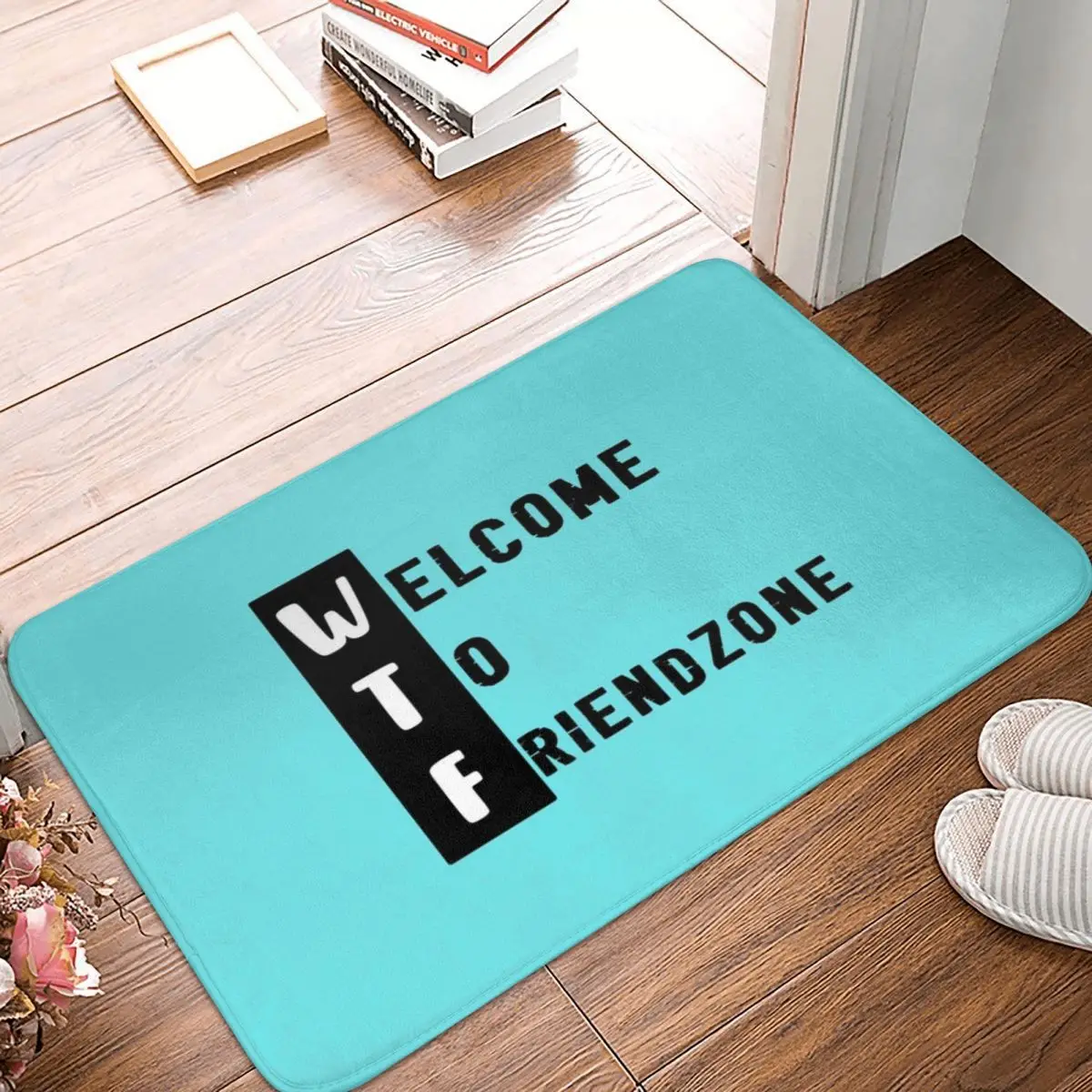 

Bath Mat Wtf Welcome To Friendzone Funny Polyester Rug Carpet Doormat Anti-slip Sand Scraping Dust Entrance Living Room Home