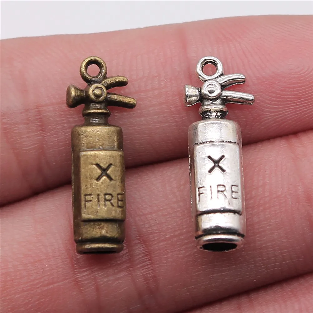 10 шт. Подвески Огнетушитель пожарный 23x6x6 мм Античная решений Подвеска Fit Винтаж Тибетский Бронзовый, серебристый цвет