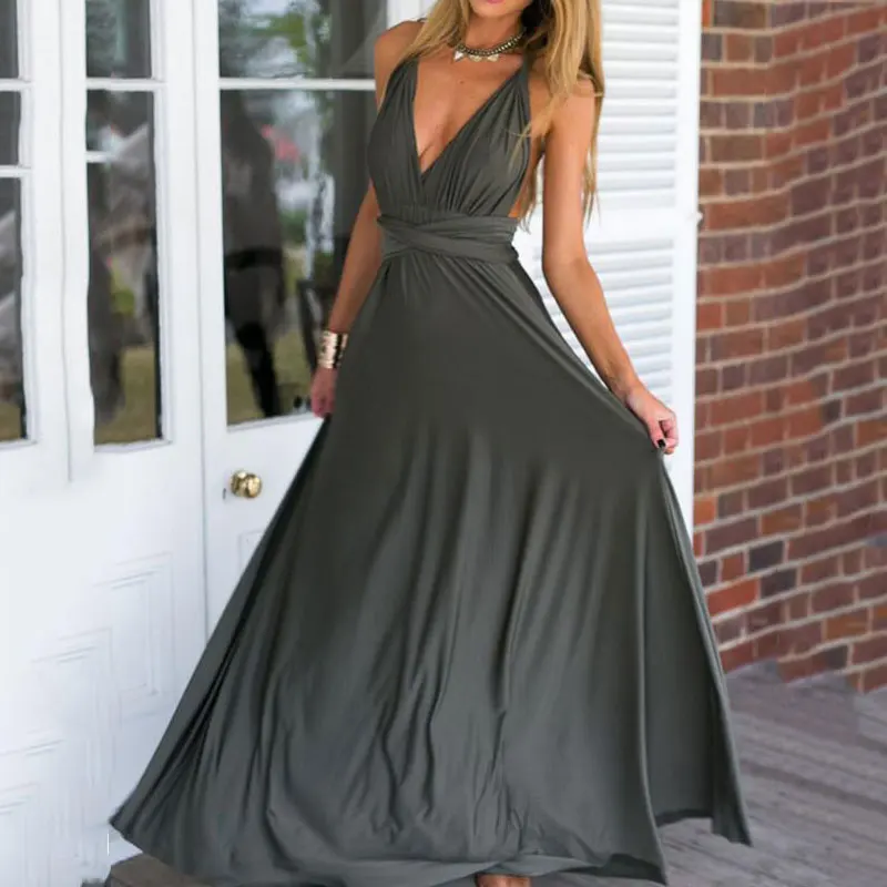 2020 летнее Элегантное Вечернее Платье женское длинное платье с открытой спиной