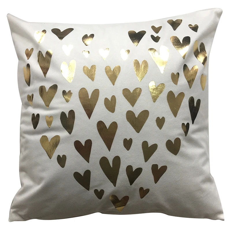 PEIYUAN Brnzing Cushion Cover Luxury Pillow Case Print Gold Heart Leaves Coral Pineapple Sofa Chair Seat Pillowcase Home Decor | Дом и сад