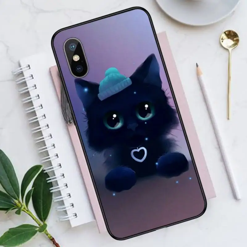 

Lovely animal Cat painting Phone Case for iPhone 11 12 mini pro XS MAX 8 7 6 6S Plus X 5S SE 2020 XR Luxury brand shell funda
