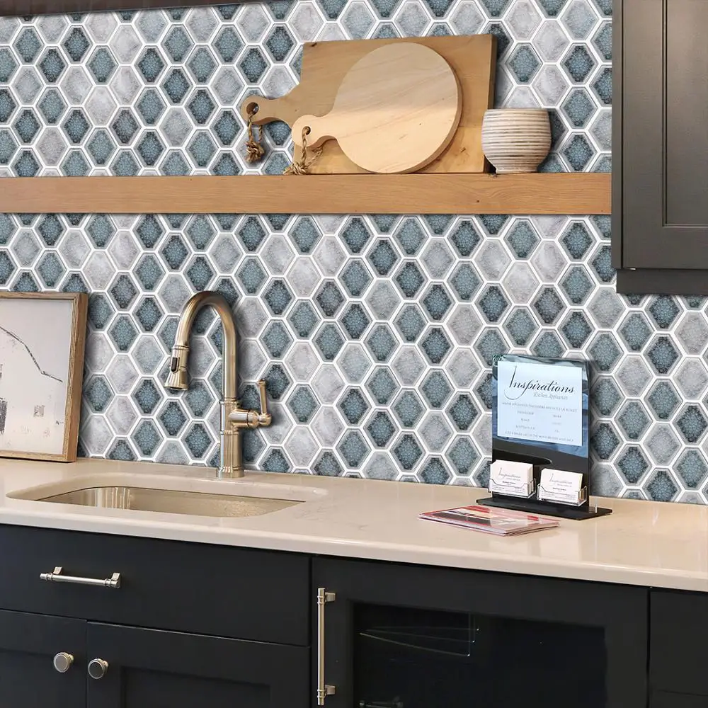 12&quotx12" Large Adhesive Peel and Stick Removable Wallpaper Diamond Tile Design Stickers for Kitchen Backsplash 300X300mm | Дом и сад