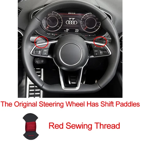 Shift paddle Red Ручное шитье автомобиль рулевое колесо крышка Volant замша для Audi R8 TT TTS- TT RS - Название цвета: Shift paddle Red