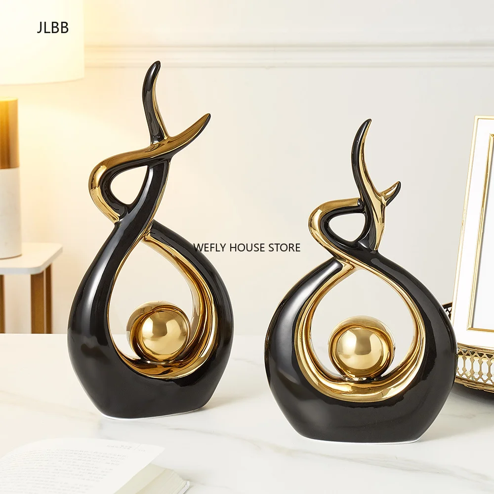 

Ceramic Abstract art Small Figurines Creative Nordic Ornaments Bookshelf TV Cabinet Living Room Porch Decorations Christmas gift
