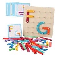 wooden letter and number nailboard colorful alphabet manipulative sorter imagination math construction activity kids toddler