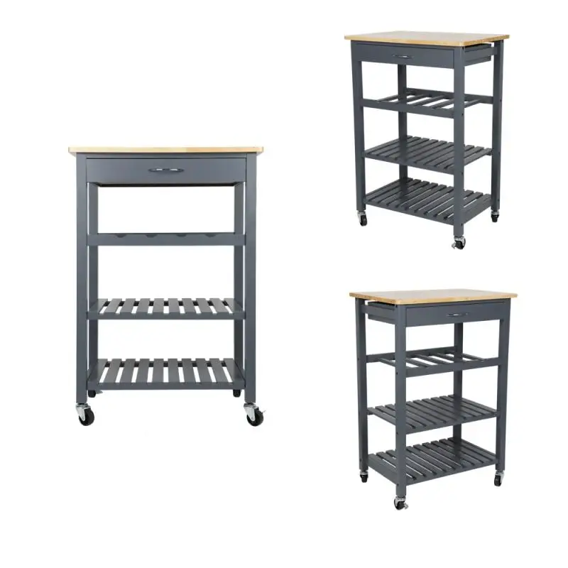 

3 Tier Storage Trolley Cart Removable Storage Rack Mobile Shelving Unit Organizer Slide Kitchen Bathroom Trolley Floor Shelf HWC