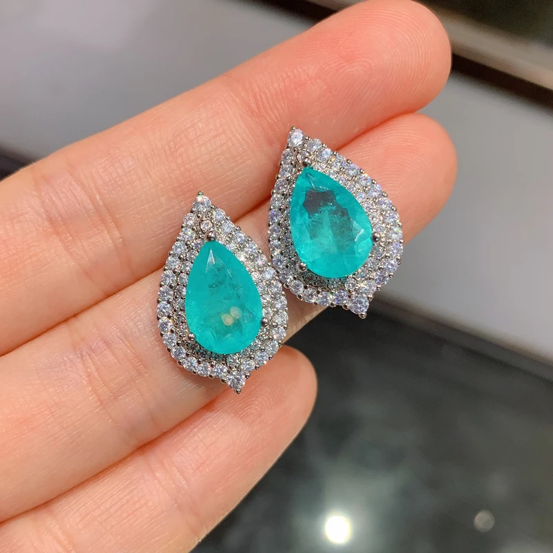 FFGems Paraiba Турмалин изумруд драгоценный камень капля воды серебро Золотой Цвет