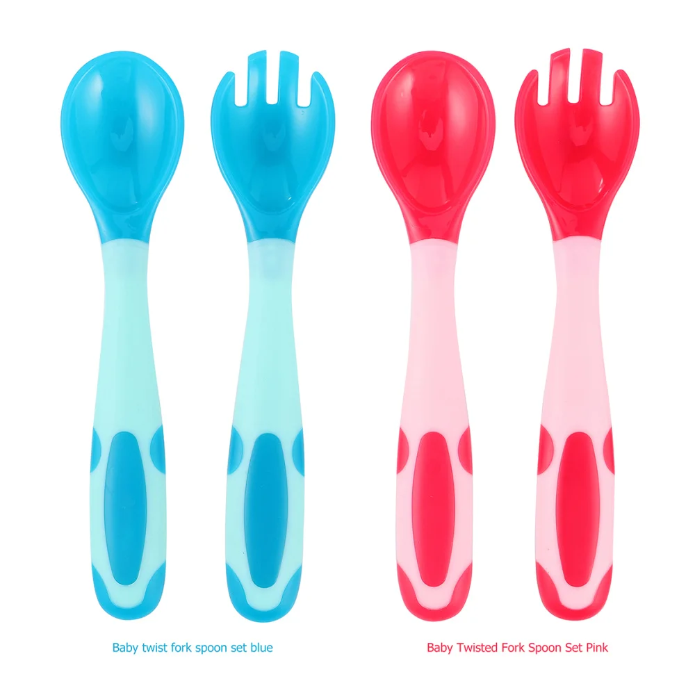 2 комплекта детских принадлежностей ложка вилка детская тренировочная посуда