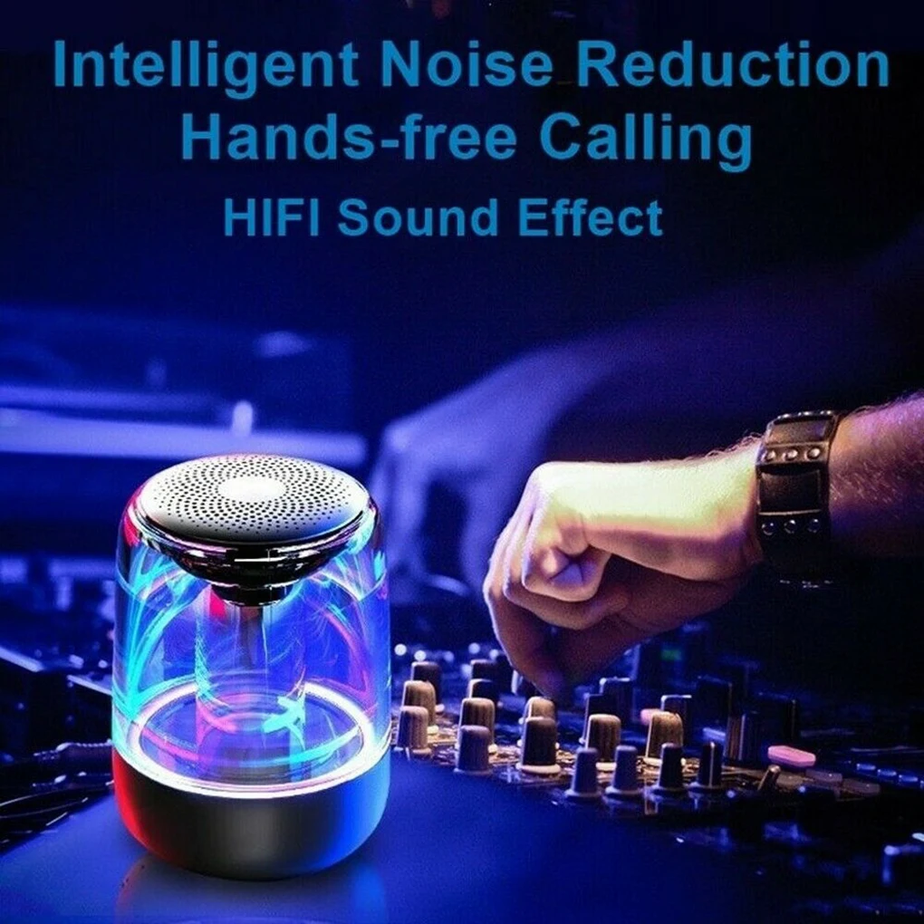 

True Wireless Stereo Speaker with Transparent Design, Breathing LED Light, TWS Bluetooth 5.0, TF Card & AUX Audio Input