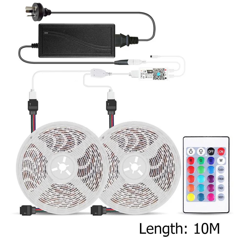 

Classic 10m SMD 5050 RGB LED Strip Light Multi-functional Practical Durable DC 12V Flexible Tape Ribbon Lamp w/ Adapter